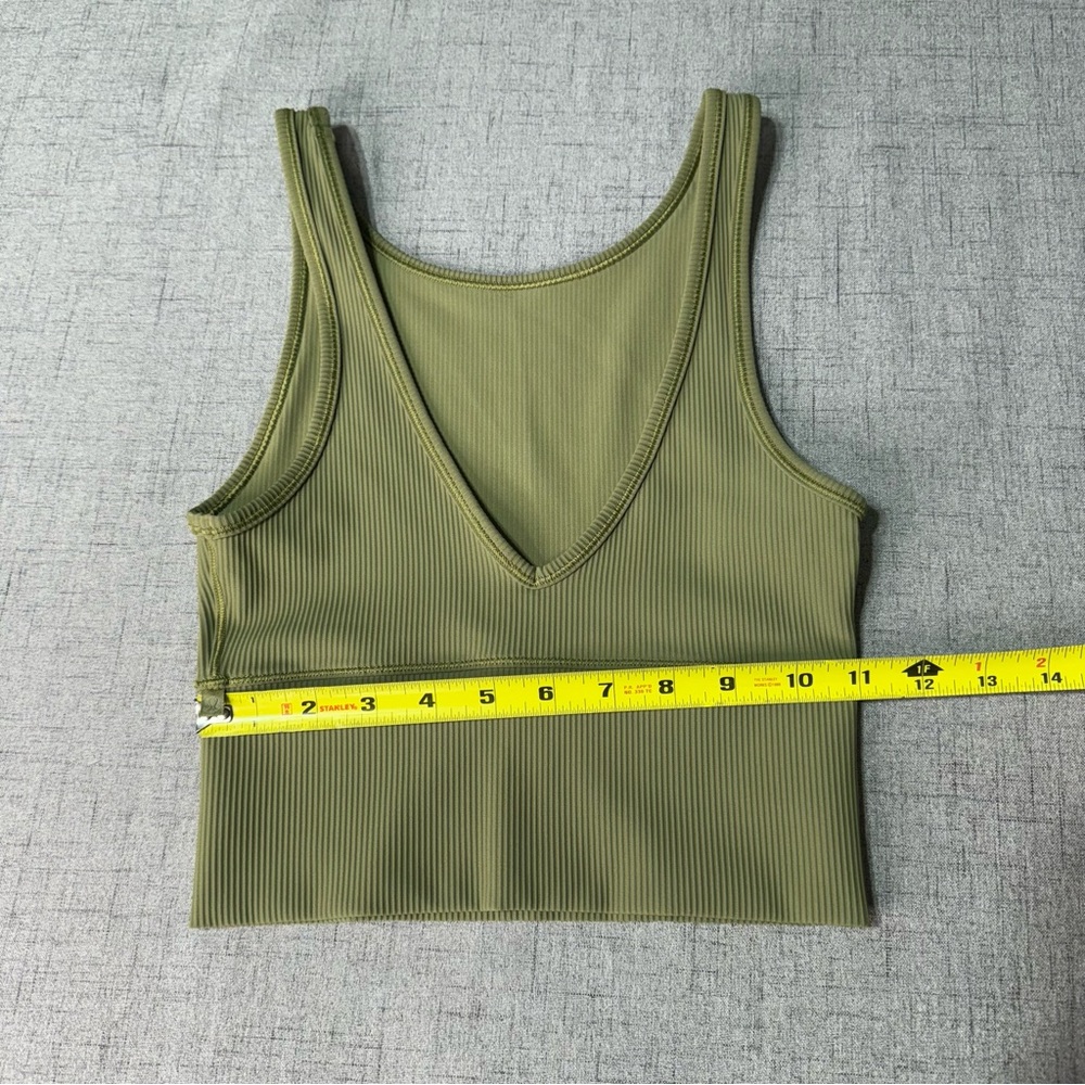 Lululemon Power Pivot Ribbed Tank Top Bronze Green Size 4 - Picture 8 of 8